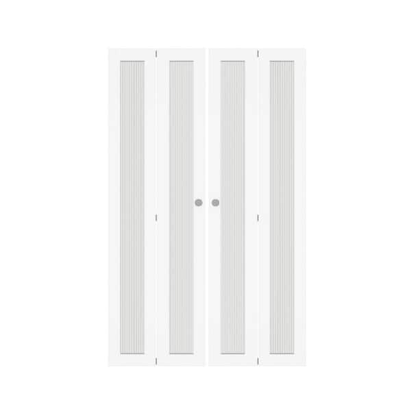 TENONER 48 in x 80 in(Double Doors) Frosted Glass Single Glass Panel Bi-Fold Interior Door with MDF & Water-Proof PVC Covering