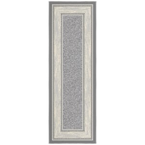 Ottohome Collection Non-Slip Rubberback Bordered 2x5 Indoor Runner Rug, 1 ft. 8 in. x 4 ft. 11 in., Gray