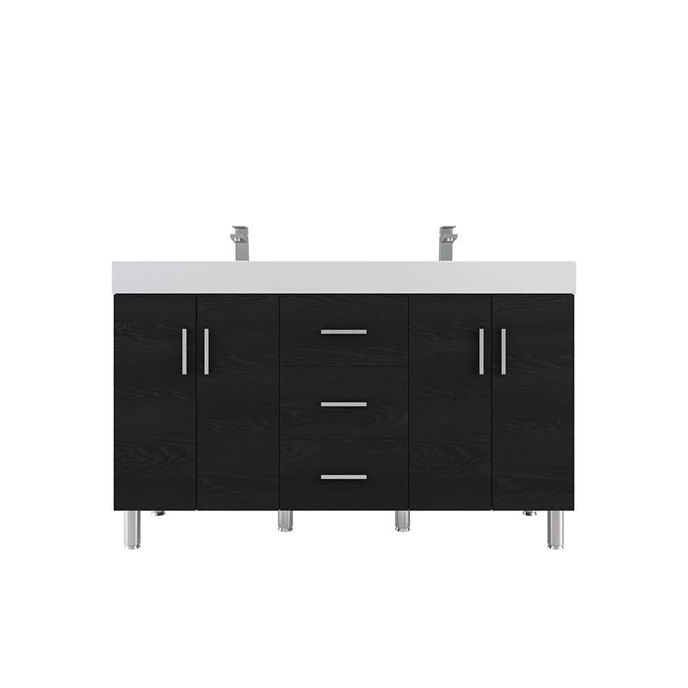 Ripley 56 in. W x 19 in. D x 36 in. H Vanity in Black with Acrylic Vanity T