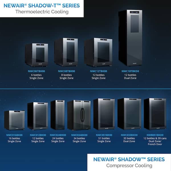 NewAir Shadow Series 16 Bottle Wine Cooler Refrigerator - Black
