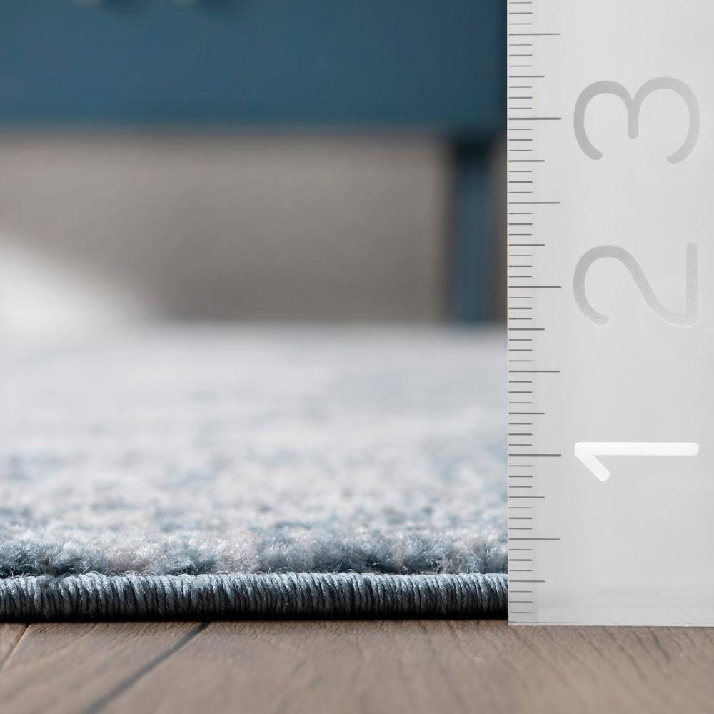 Blue 4' x 6' Synthetic Medallion Reversible Area Rug