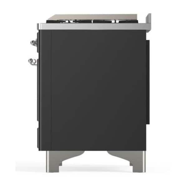 Majestic II 40 in. Double Oven Dual Fuel Range with 6 Sealed Burners, Glass Door, Chrome Trim Graphite Matte