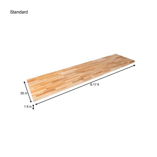 HARDWOOD REFLECTIONS 6 ft. L x 25 in. D Unfinished Ash Butcher Block Standard Countertop with Square Edge