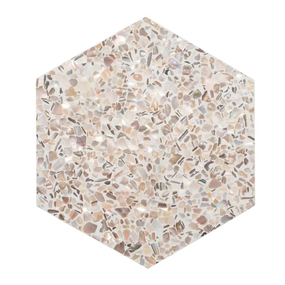 Amalfi 9x8 in. Ivory White with Copper flecks Glossy Shell, Terrazzo Hexagon Tile (1.8 sq ft/case, 5-Pack) price history on PriceWatchPro
