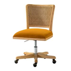 Crisolina Yellow Swivel Task Chair with Rattan Back