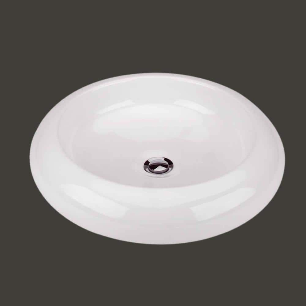 20'' White Ceramic Round Countertop Bathroom Vessel Sink