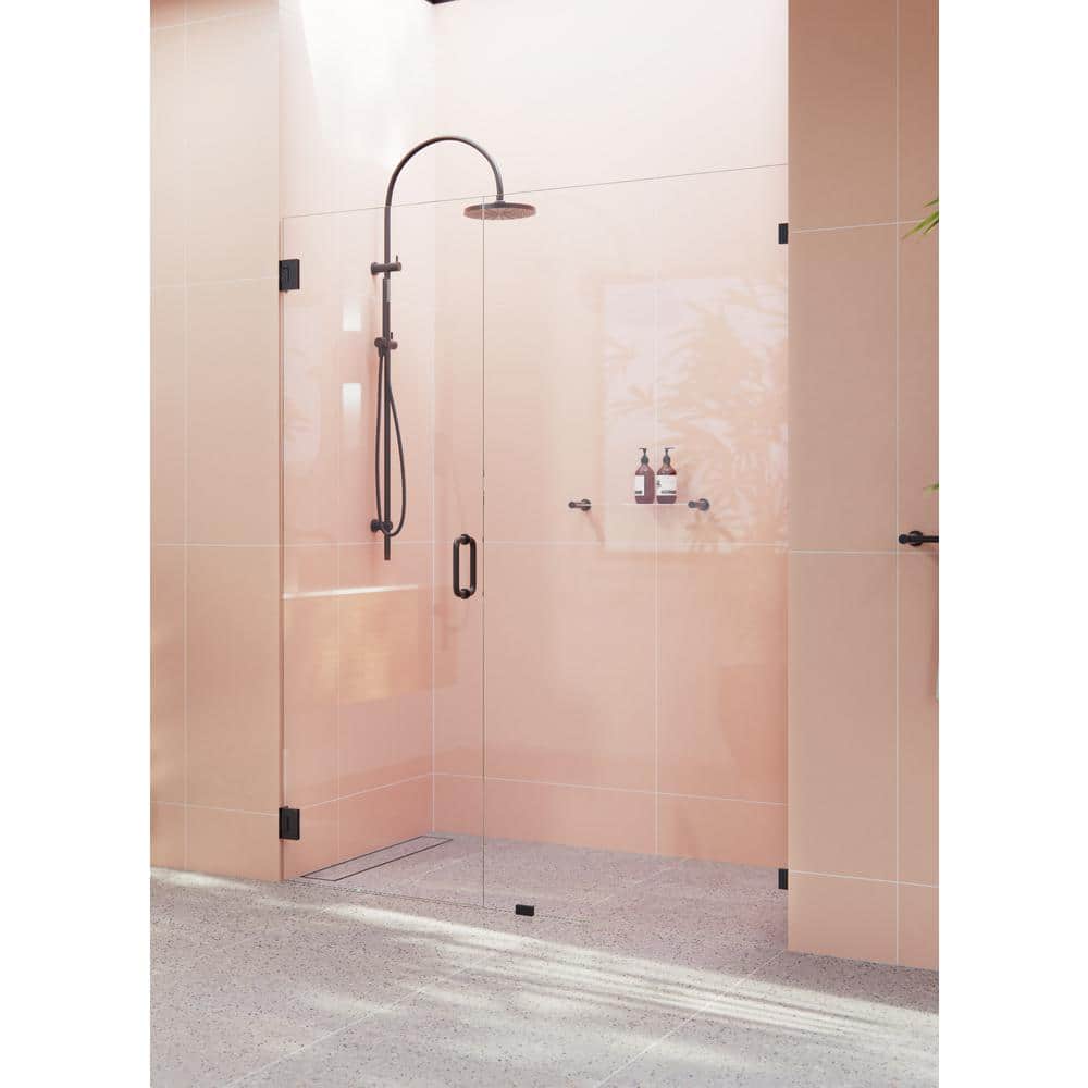 Illume Matte Black Frameless Glass Shower Door 61.25" x 78"