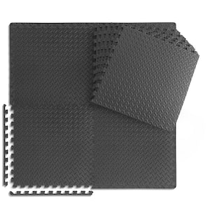 Black 24 in. W x 24 in. L x 0.5 in. T EVA Foam Diamond Pattern Gym Flooring Mat (6 Tiles/Pack) (24 sq. ft.)