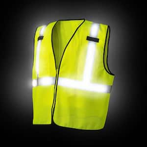 SV300 Rechargeable Lighted High Visibility Safety Vest, 2 Pockets, 2 Mic Tabs, Meets ANSI/ISEA Standards, Yellow