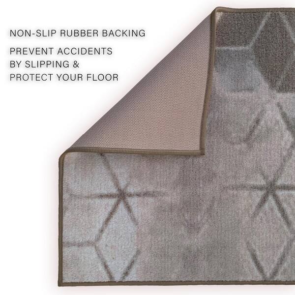 Cubes Abstract Beige 26 in. W x 34 ft. L RunnerRug/Stair Runner 74.8 sq. ft.