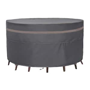 84 in. Dia x 28 in. H Heavy Duty Waterproof Patio Furniture Covers, Fade Resistant Round Outdoor Table Covers, Black