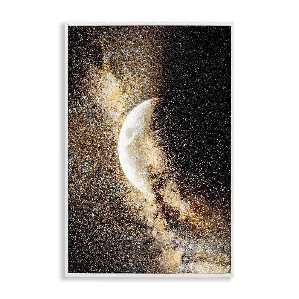 Starry Nebula Crescent Moon by Gemma Bardot White Framed Abstract Giclee Art Print 24 in. x 16 in. price history on PriceWatchPro