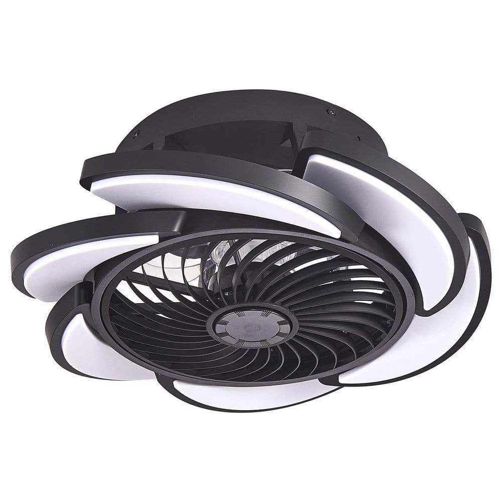 Sunpez 17 in. LED Indoor Modern Enclosed Black Flush Mount Ceiling Fan ...
