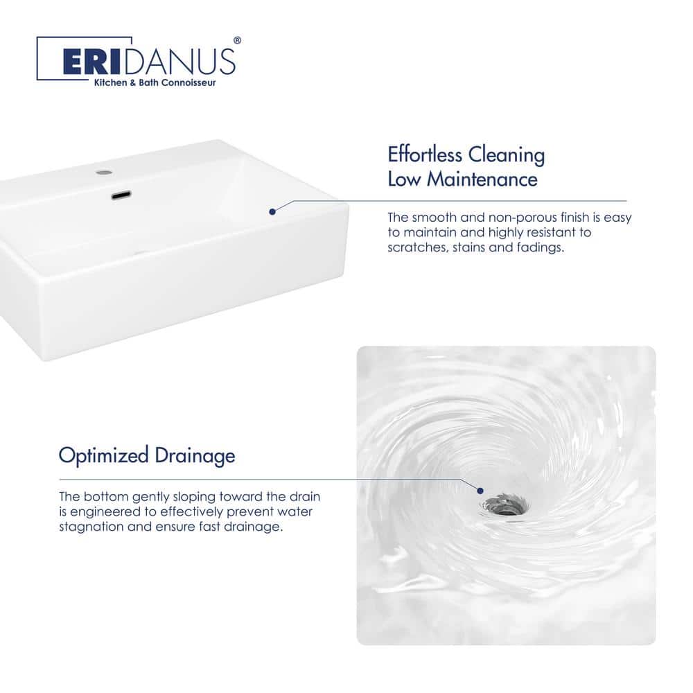 Turner 24" White Ceramic Rectangular Wall-Mount Bathroom Sink