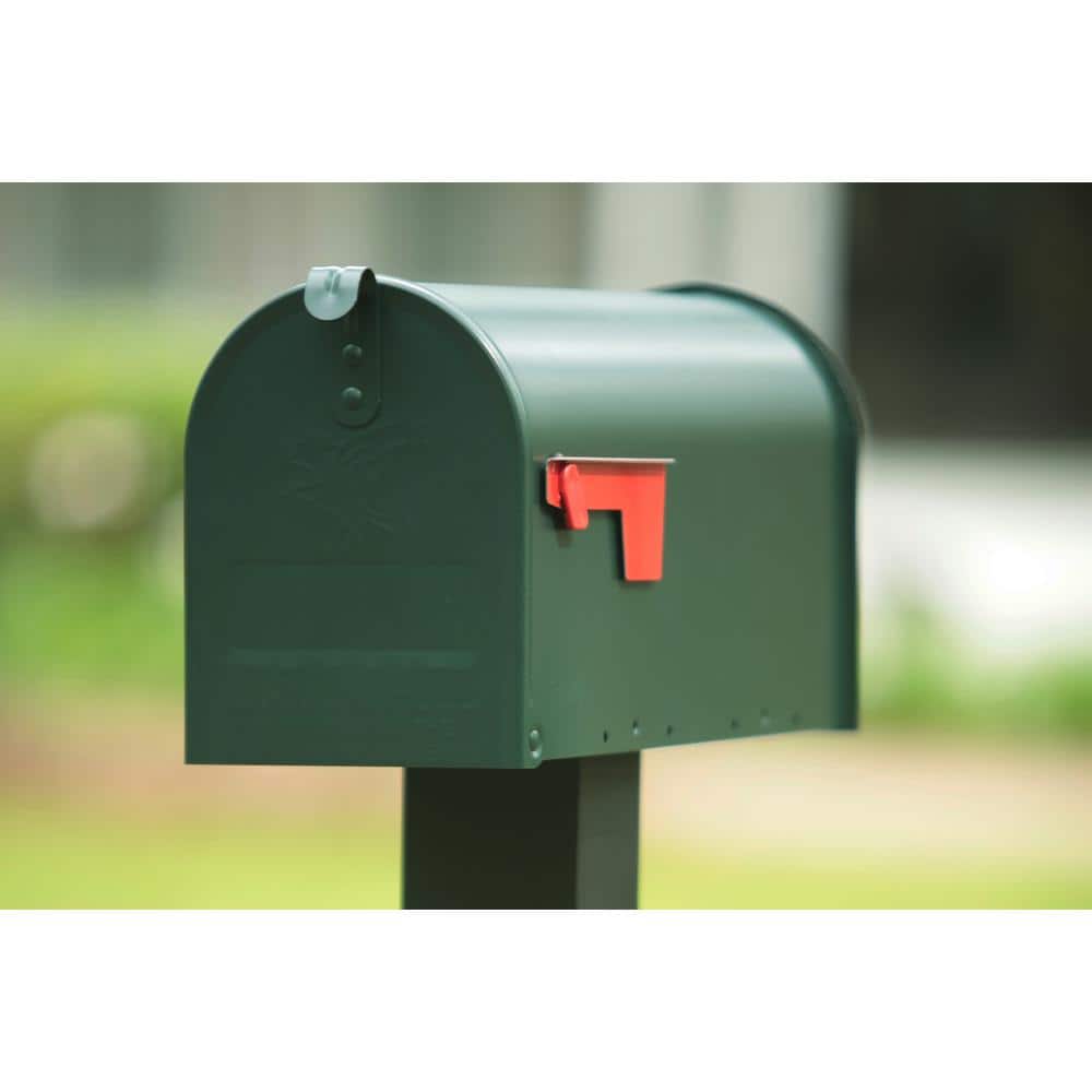 Medium Green Galvanized Steel Lockable Post Mount Mailbox