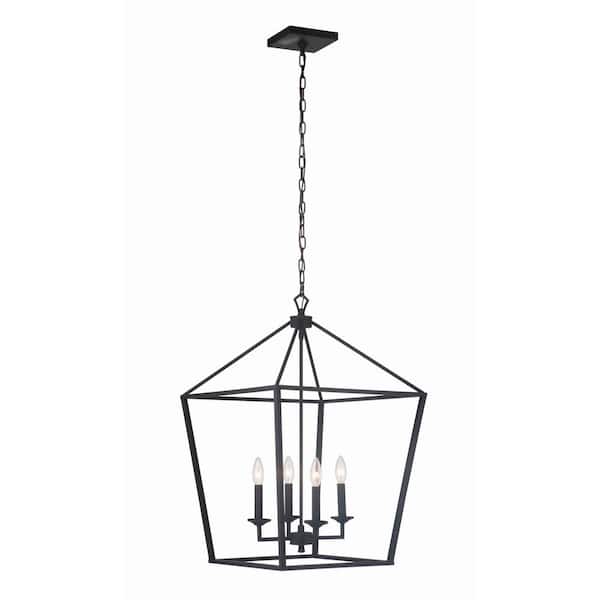 CRAFTMADE Flynt 60-Watt 4-Light Flat Black Finish Hanging Foyer Kitchen Dining Pendant Light, No Bulbs Included