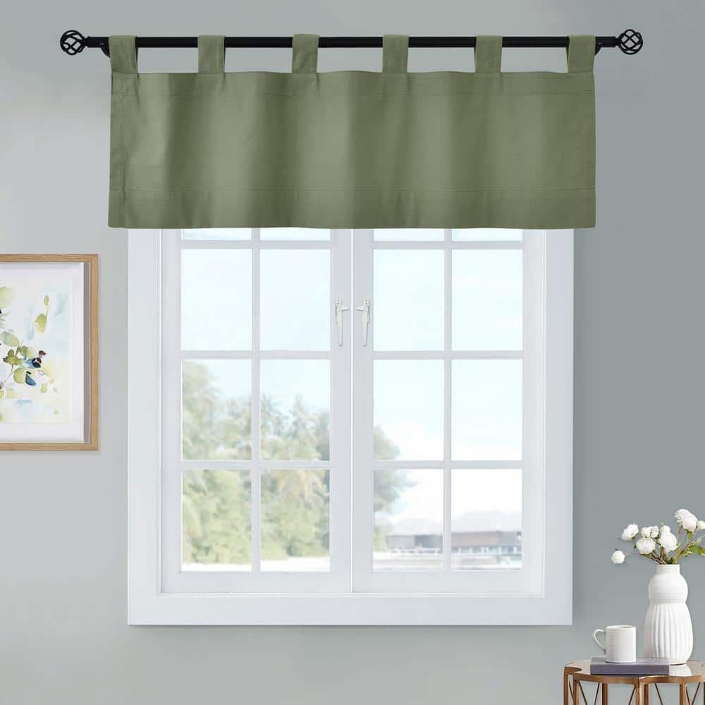 Sage Cotton Tab Top Insulated Valance - 40" x 15"