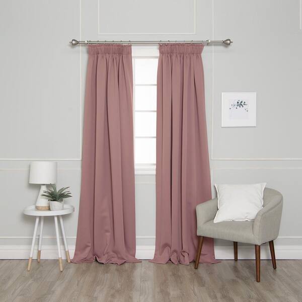 Best Home Fashion 84 in. L Pencil Pleat Blackout Curtains in Mauve (2-Pack)