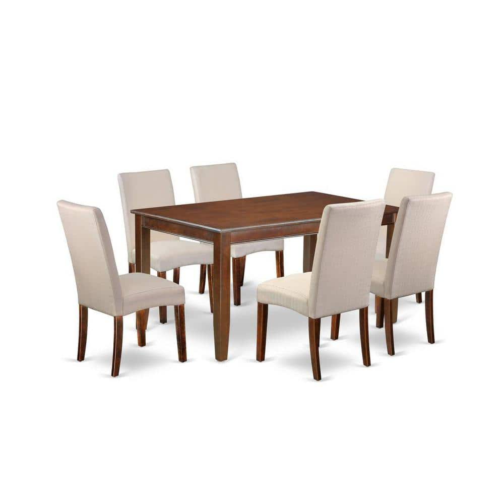 7-Piece Rectangle Mahogany Finish Solid Wood Top Dining Table with 6 Parson Chairs with Lattice Back price history on PriceWatchPro