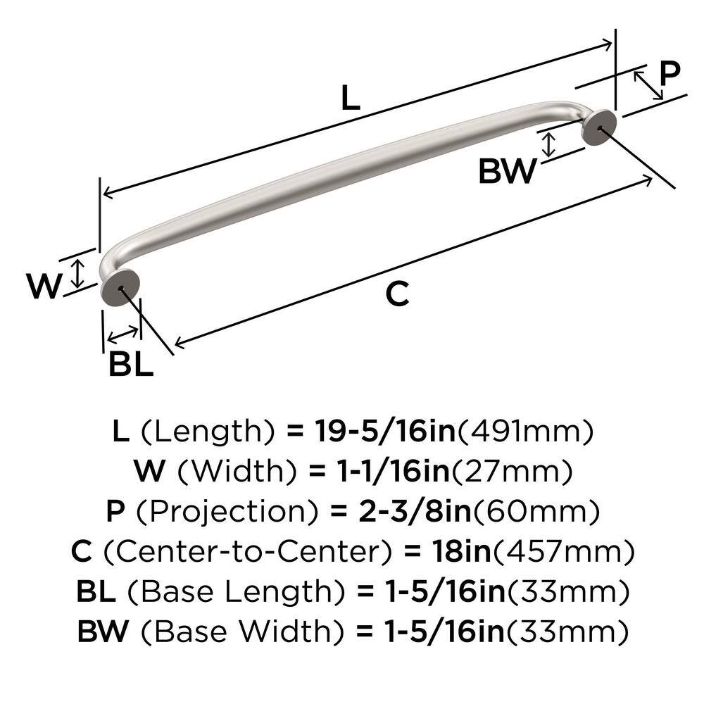 Satin Nickel 19" Brushed Appliance Pull with Mounting Hardware