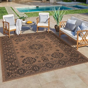 Ringley Gavin Chestnut Brown 8 ft. x 10 ft. Oriental Medallion Indoor/Outdoor Area Rug