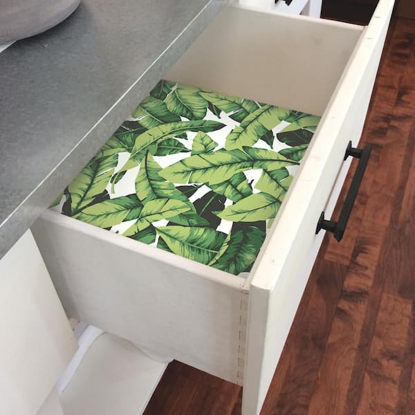RoomMates Tropical Leaf Green And White Botanical Vinyl Peel