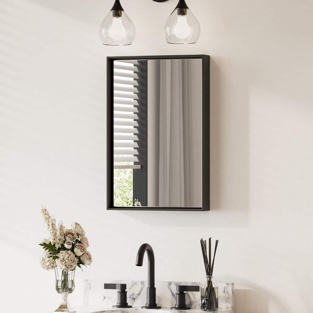 16 in. W x 24 in. H Rectangular Framed Black Mirrors for Bathroom Wall Square Corner Bathroom Vanity Mirror Over Sink price history on PriceWatchPro