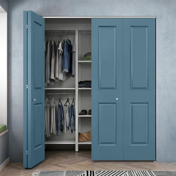 CALHOME 60 in. x 80 in. 2 Panel Dignity Blue Painted MDF Composite