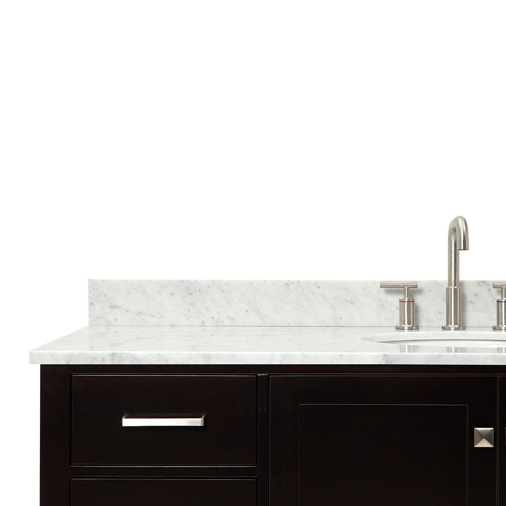 Espresso Wood 61" Single Basin Vanity with Marble Top