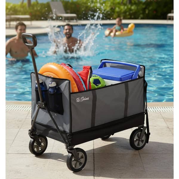 SEINA 6 cu. ft. Steel and Fabric Omni Compact Folding Garden Cart