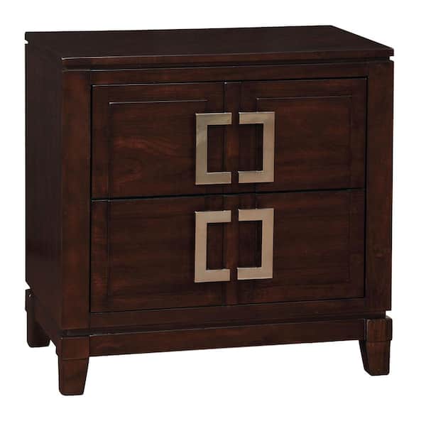 William's Home Furnishing Balfour 2-Drawer Brown Cherry Nightstand 28 in. H x 28 in. W x 17 in. H