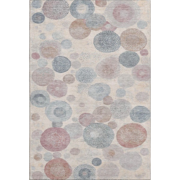 Mayfield Premium Machine Washable Abstract AMF1896 Peach 5 ft. x 7 ft. 6 in. Area Rug