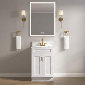 24 in. W x 21 in. D x 34.5 in. H Ready to Assemble Bath Vanity Cabinet without Top in Raised Panel White