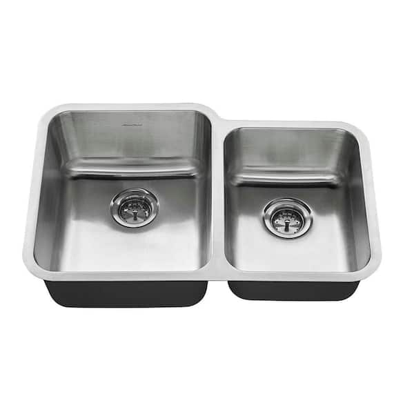 American Standard All-in-One Undermount Stainless Steel 31 in. 2-Hole Double Bowl Kitchen Sink Kit