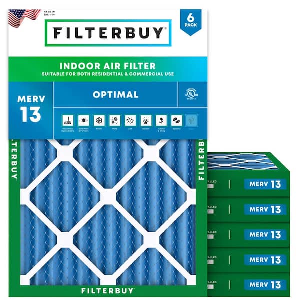 16 in. x 20 in. x 2 in. MERV 13 (FPR 10) Health Defense Pleated HVAC AC Furnace Air Filters Replacement (6-Pack)