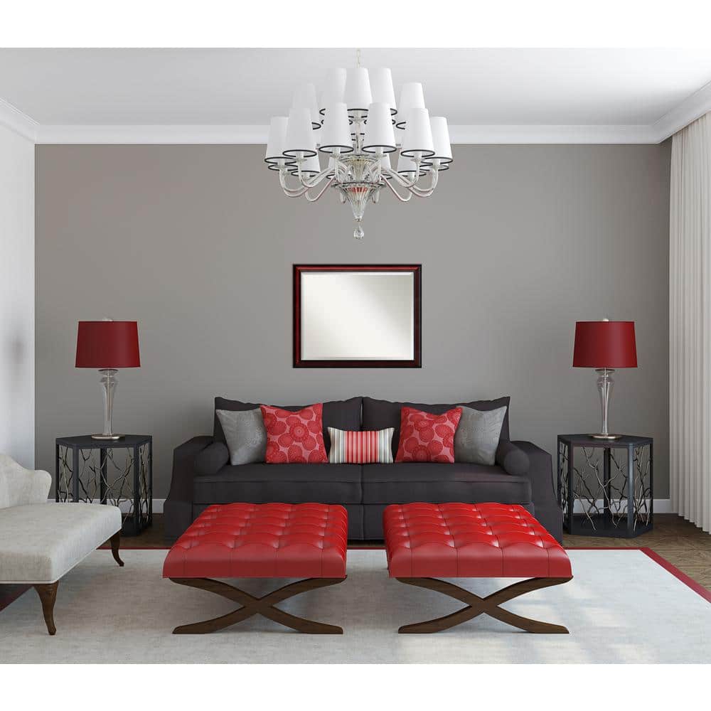 Cherry Wood Beveled Rectangular Wall Mirror