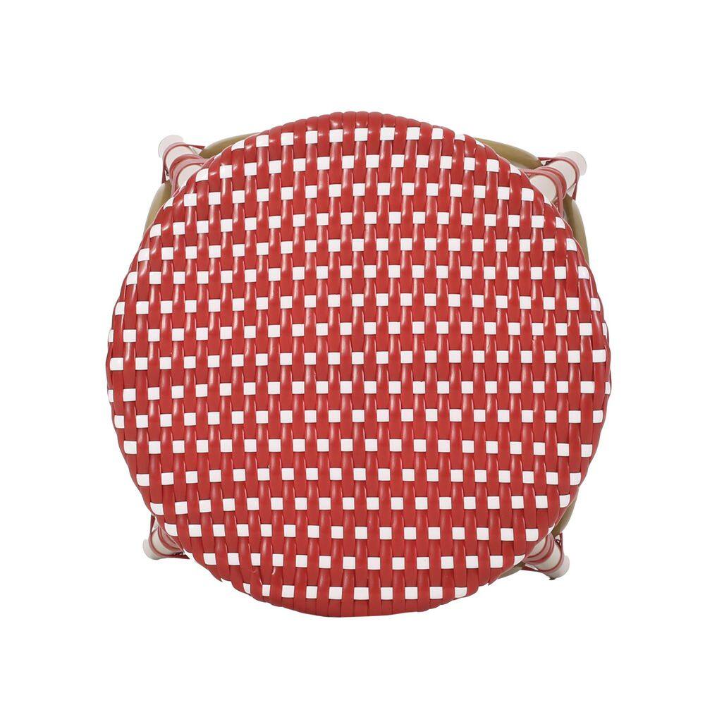 Starla French-Inspired Red and White Bamboo-Finish 29.5" Outdoor Barstools