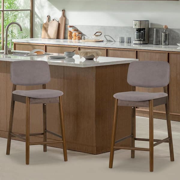 Azura 26 in. Gray Wooden Counter Stool with Fabric Seat 2 Set of Included