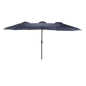 15 ft. Steel Market Tilt Patio Umbrella in Navy Blue