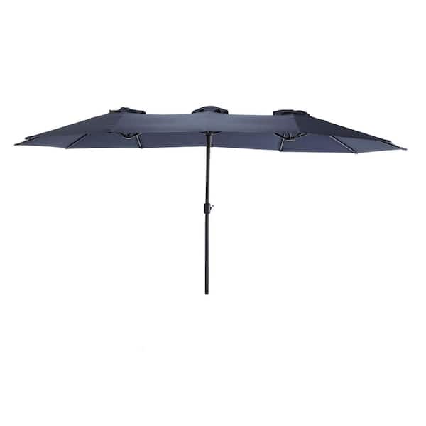 Tidoin 15 ft. Steel Market Tilt Patio Umbrella in Navy Blue