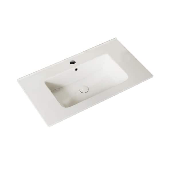 Lycvki 24 in. Drop-In Ceramic Bathroom Sink in White Apron Front