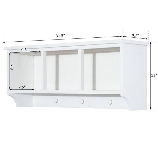 StyleWell 16.14 in. H x 36 in. W x 11 in. D White Wood Floating