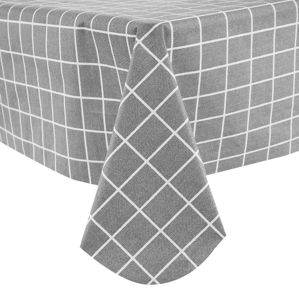 60'' X 60'' Checkered Tablecloth Vinyl Tablecloths with Flannel Backing Wipeable Spillproof Plastic Table Cover