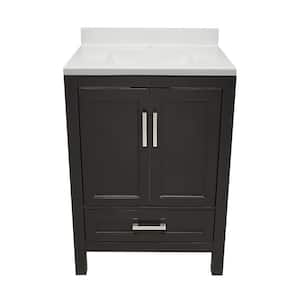 Nevado 25 in. W x 19 in. D x 36 in. H Bath Vanity in Brown with White Cultured Marble Top Single Hole