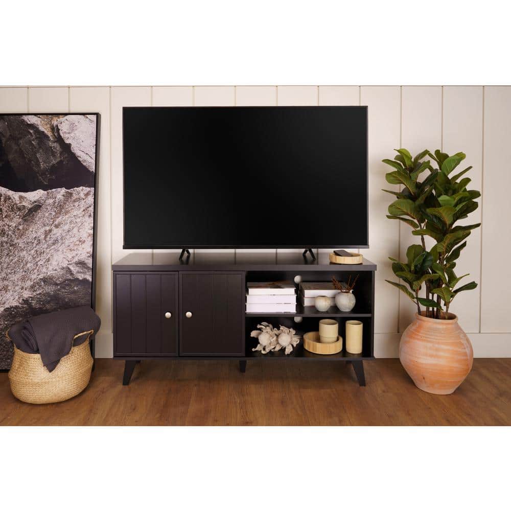 Oasis 53.5 in. Black TV Stand Fits TV's up to 65 in. with Cabinet