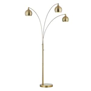 Amore 84 in. 3-Arched LED Floor Lamp with Dimmer, Antique Satin Brass