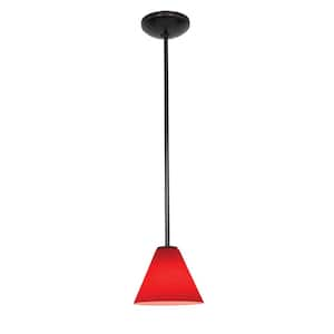 Martini 1-Light Oil Rubbed Bronze Shaded Pendant Light with Glass Shade