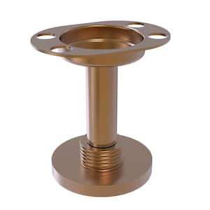 Vanity Top Tumbler and Toothbrush Holder with Groovy Accents in Brushed Bronze