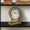 Vintage Gold Metal Tabletop Mantel Clock with Roman Numerals