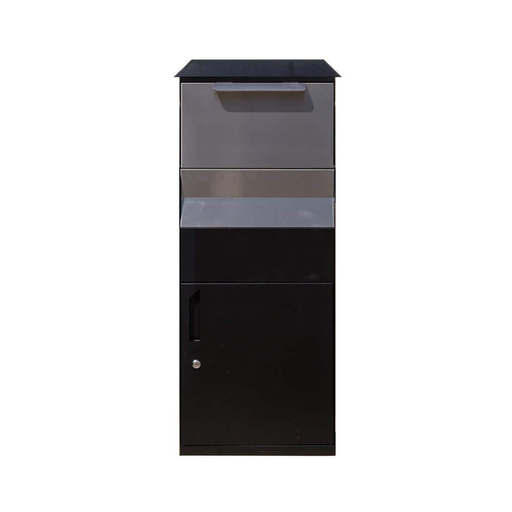 Winfield Black with Stainless Steel Free-Standing Locking Parcel Box